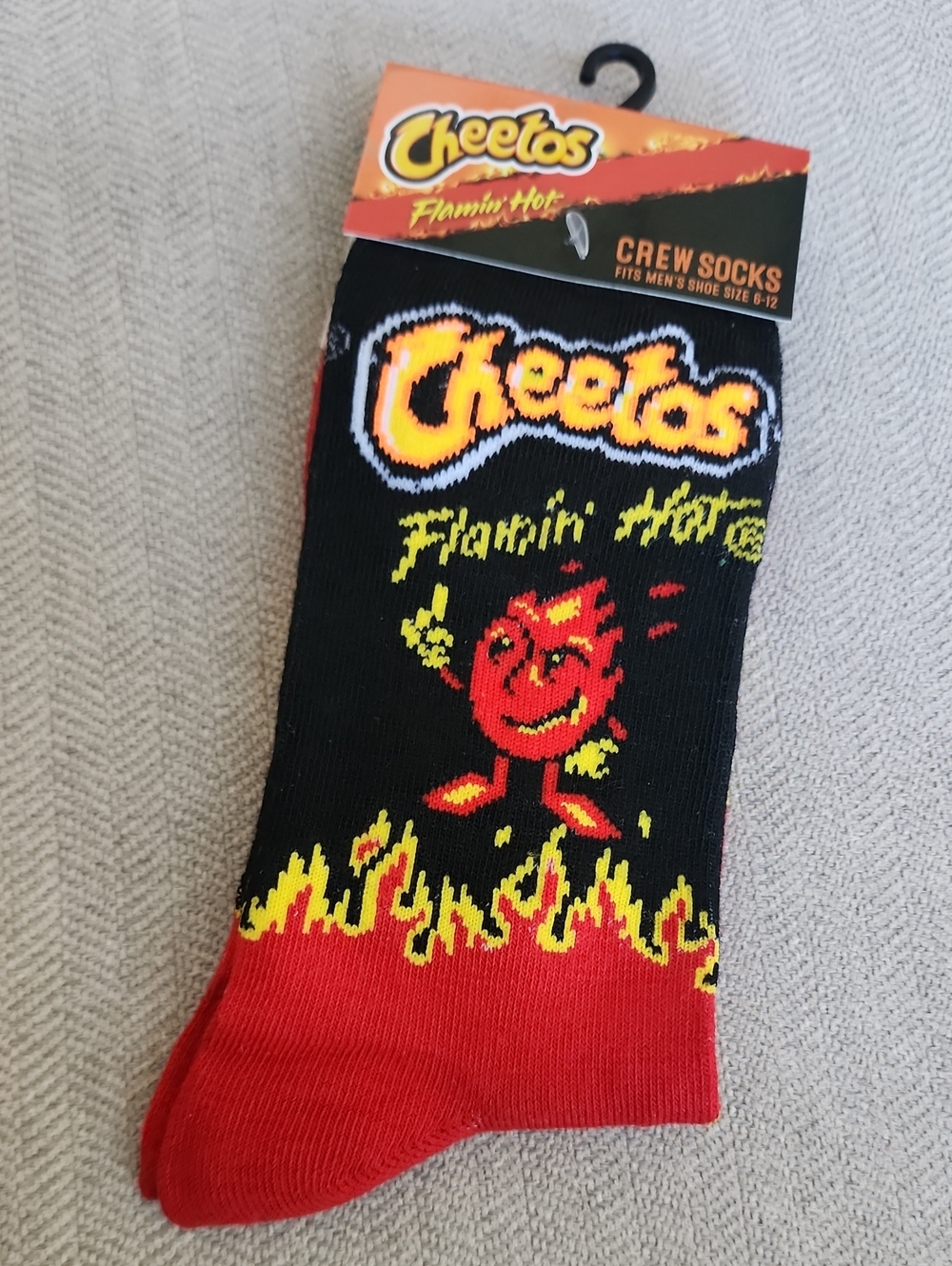 Flamin' Hot Men's Crew Socks - Black & Red